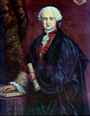 Prince Ragoczy of Transylvania - Comte de St. Germain.  Painting by J. Augustus Knapp illustrating the book "Masonic, Hermetic, Qabbalistic and Rosicrucian Symbolic Philosophy" by Manly P. Hall.